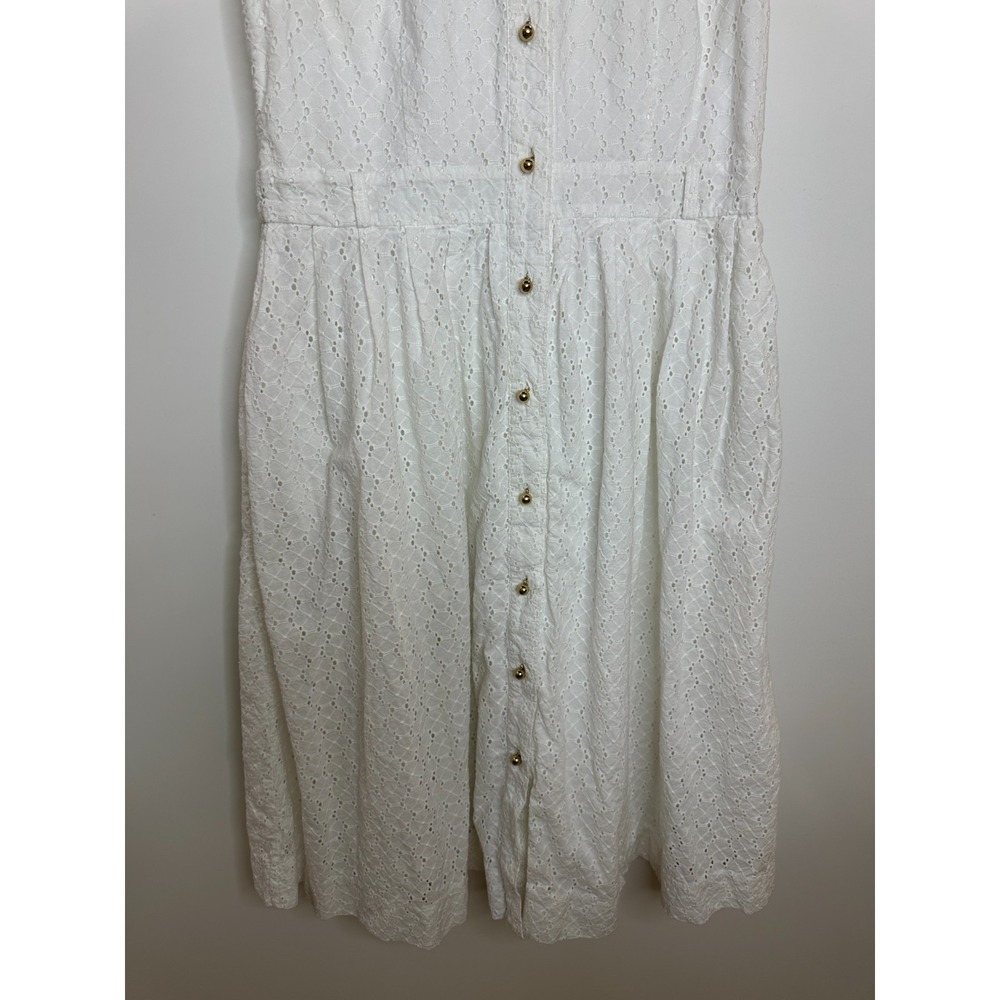 Kate Spade New York White Cotton Eyelet Sleeveless Button Front Dress *Altered - Picture 4 of 13